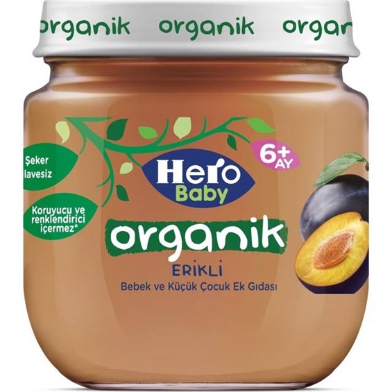 Hero Baby Organik Erikli Püreli Kavanoz Ek Gıda 120 Gr