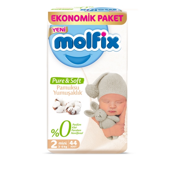 Molfix Pure&Soft 2 Numara Mini 44'lü Bebek Bezi