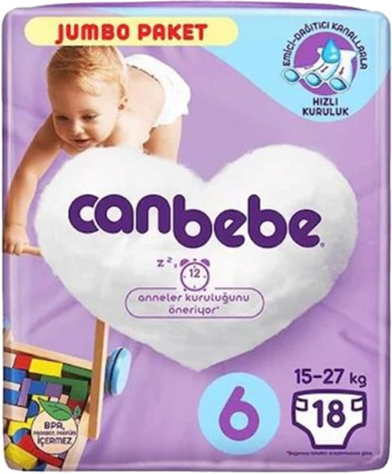 Canbebe 6 Numara Extra Large 18'li Jumbo Paket Bebek Bezi