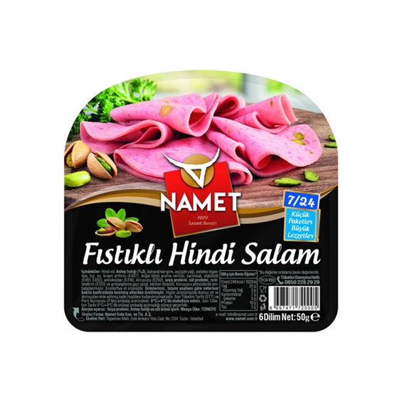 Namet Hindi Fıstıklı Dilimli Salam 50 gr