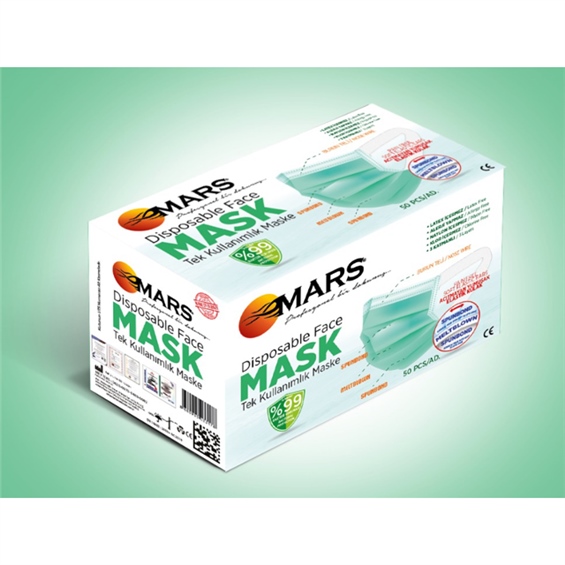 Mars Yeşil Yetişkin Maskesi 50'li