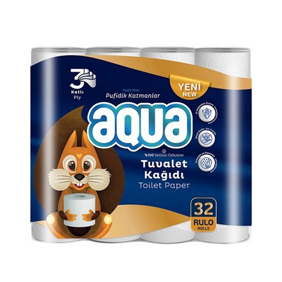 Aqua Tuvalet Kağıdı 3 Katlı 32'li