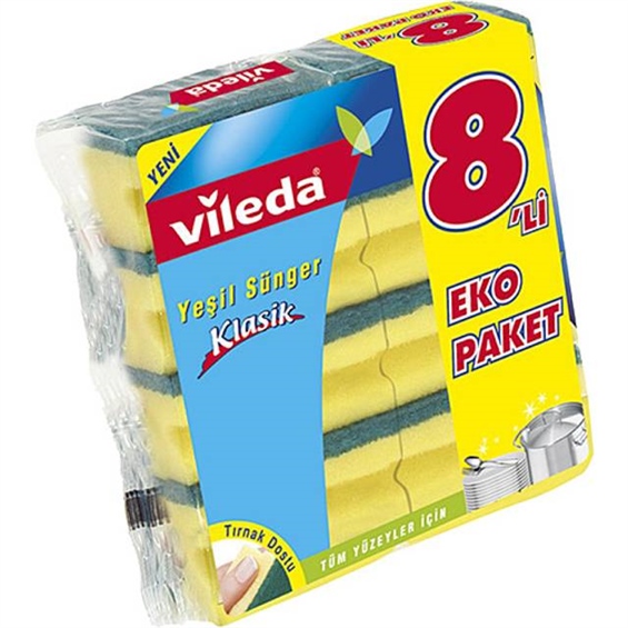 Vileda Sünger 8'lı Oluklu Eko Paket
