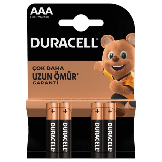 Duracell Alkalin İnce Pil AAA 4'lü Paket