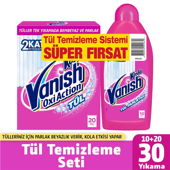 Vanish Tül Temizleyici 2'li Paket (Toz 450g+ Parlatıcı 450 ml)