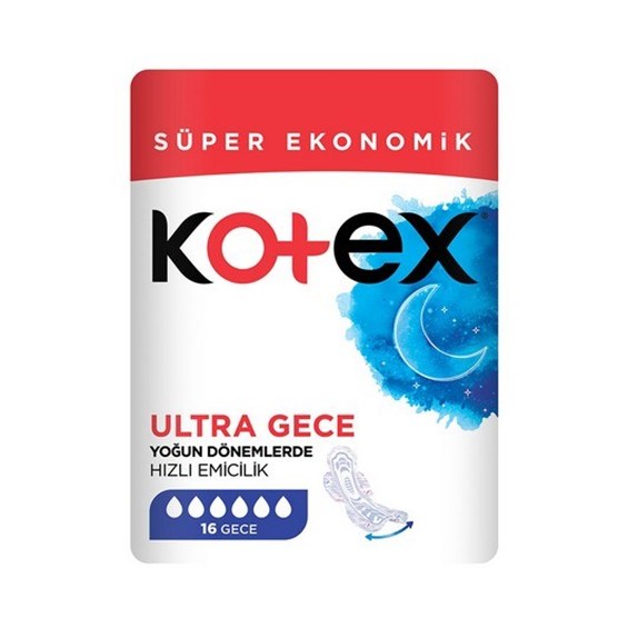 Kotex Ultra Hijyenik Ped Süper Ekonomik Gece 16'li