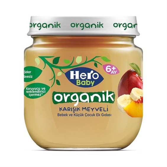 Hero Baby Organik Karışık Meyveli Ek Gıda Kavanoz Mama 120 Gr