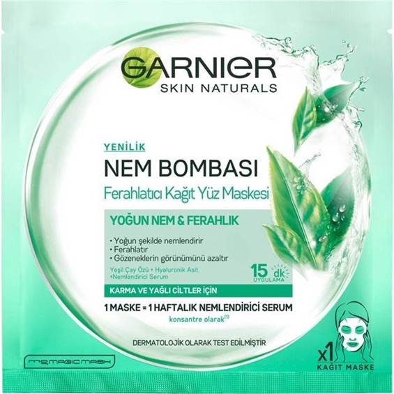 Garnier Nem Bombası Kağıt Maske Yeşil Çay Özü