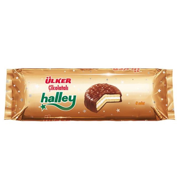 Ülker Halley Çikolata Kaplamalı Sandviç Bisküvi 8'Li 240 Gr