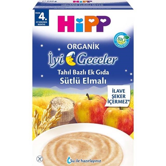 Hipp Organik İyi Geceler Elmalı Sütlü Kaşık Maması 250 gr