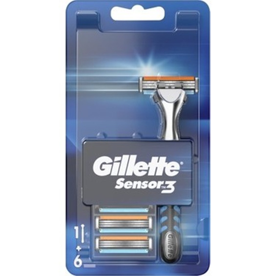 Gillette Sensor 3 Tıraş Makinesi ve 6 Yedek Tıraş Bıçağı