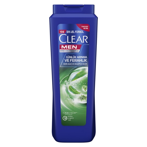 Clear Men Günlük Şampuan Arınma ve Ferahlık Sedir Ağacı ve Okaliptus 485 ml